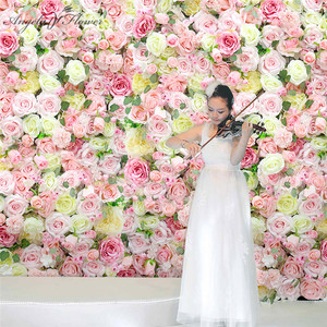 Panneau mural de fleurs artificielles en pompon de rose <span class=keywords><strong>pas</strong></span> <span class=keywords><strong>cher</strong></span>, décoration de fond de mariage, <span class=keywords><strong>mur</strong></span> de fleurs - Product Image 5
