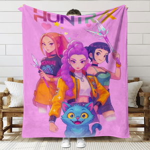 ผ้าห่มขนแกะนุ่มลายอนิเมะ Kpop Demon Hunters แบบใหม่สำหรับขายส่ง ผลิตตามสั่ง เหมาะสำหรับใช้ในบ้าน สำนักงาน เด็ก และนักเรียน - Product Image 2