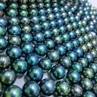 Perles d'eau douce rondes bleues teintées de haute qualité certifiées CMA Tianmeng de qualité AAA de 11 mm, non poreuses, pour la fabrication de bijoux
