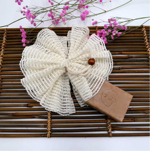 Vente en gros de Offre Spéciale de qualité supérieure 100% Ramie <span class=keywords><strong>Tissu</strong></span> <span class=keywords><strong>Chanvre</strong></span> Maille Fleur Boule Bain Mousse Scubber Éponge de Douche Exfoliante - Product Image 5