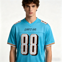 Camiseta Deportiva Personalizada de Malla con Estampado de Diamantes de Imitación, Brillante, Cuello en V, Corte Regular, Bordada, Estilo Fútbol, 3D
