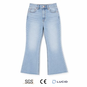 Pantalones Vaqueros Acampanados de Cintura Alta Casuales de Verano al por Mayor para Mujer, con Logotipo Personalizado, Lavado Oscuro <span class=keywords><strong>Barcelona</strong></span>, OEM, Tallas S-5XL - Product Image 2