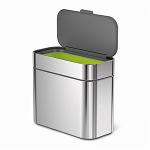 4 Liter Rectangular Compost Kitchen Compost Bin with Lid Brushed Steel
