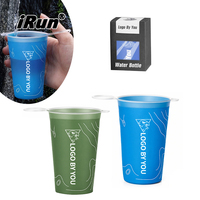 Gobelets d'eau souples pliables personnalisés IRun pour la randonnée, course à pied, marathon, bouteille d'eau pliable en silicone