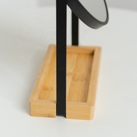Miroir de maquillage en bambou avec logo personnalisé, petit miroir rond en verre avec grossissement 1X/2X, design moderne et luxueux
