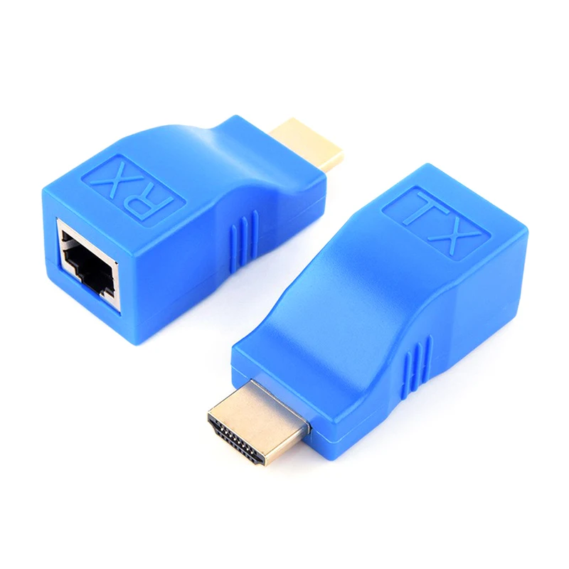 1 Pair RJ45 4K HDMI Compatible Extender Extension up to 30m Over CAT5e / 6 UTP LAN Ethernet Cable Ports LAN Network