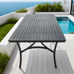 Bộ bàn ăn ngoài trời bằng nhôm 8 người | băng ghế mô-đun + Ghế cánh tay cong | sân thượng cao cấp & sử dụng cảnh biển - Product Image 6