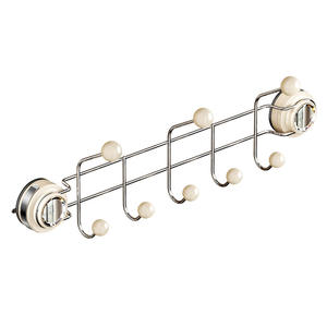 Support de rangement mural minimaliste en acier inoxydable 201 blanc laiteux avec crochets à ventouse pour vêtements, idéal pour la porte ou l'entrée - Product Image 3