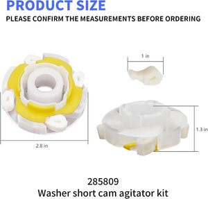Kit de réparation d'agitateur <span class=keywords><strong>à</strong></span> came courte pour lave-linge 285809 compatible avec AH334648, EA334648, 470910 Sibi Offres Spéciales 69547 - Product Image 3