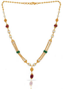 Collier fin de créateur en or 22 carats bijoux en perles de pierres précieuses véritables chaîne en or élégante pour femmes pour les fêtes et les festivals - Product Image 3