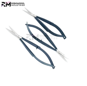 Ciseaux à ressort extra-affûtés russes pour sourcils / Pointe argentée et revêtement noir en poudre - Product Image 3