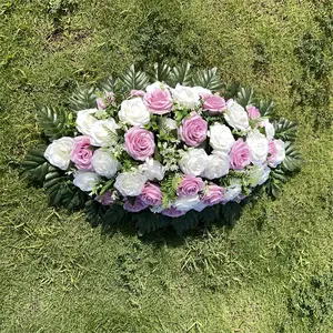 LC0012 Yiwu High Quality Unique Ellipse 45 Head Purple And White Artificial Plants And Flowers Funeral