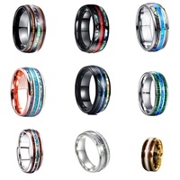 Bagues pour hommes en acier inoxydable incurvé à trois fentes de 8 mm, bagues de mariage, ensemble pour couple