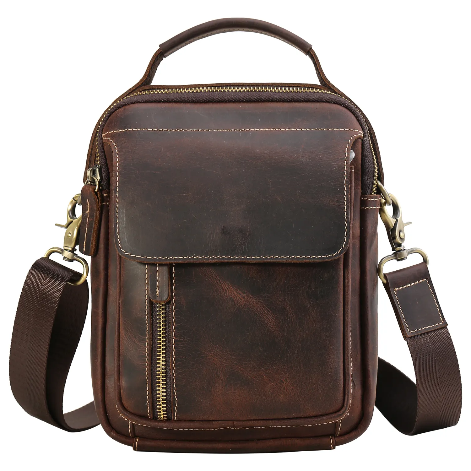 Tiding-Bolso cruzado Retro de cuero para hombre, bandolera de hombro a la moda personalizada