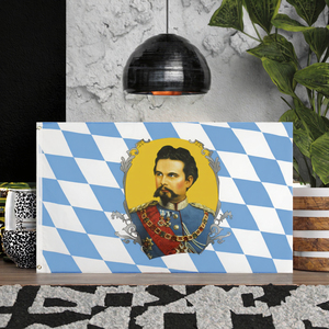 Bayern King Ludwig II ธงสไตล์การบินสองด้าน100% โพลีเอสเตอร์พิมพ์ลายดิจิตอลพร้อมสต็อก - Product Image 3