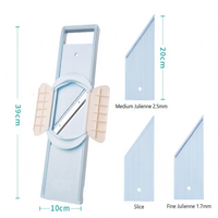 2-in-1 Handmatige Mandoline Groentesnijder 1,7 mm 2,5 mm Julienne-messen Gepatenteerde Veiligheidsbescherming Plastic Vaatwasmachinebestendig Moeiteloos
