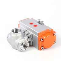 Vanne à boisseau sphérique électrique à trois voies DN25 en laiton à plateforme haute de type T, avec cylindre à double action OEM pour eau haute température, certifiée CE