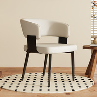 Chaise de salle à manger minimaliste en cuir PU, style moderne du milieu du siècle, luxe léger, accoudoirs et dossier, structure métallique démontable, pour la maison