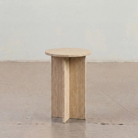 Table console en travertin Cammy Stone, style mid-century moderne, pour petits salons et chambres, meubles faits à la main