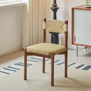 Silla <span class=keywords><strong>de</strong></span> Ocio DISHI <span class=keywords><strong>de</strong></span> Madera Maciza Estilo Retro Francés, Respaldo Tejido con Cuerda, Cojín Suave para Hogar, Oficina, Restaurante y <span class=keywords><strong>Bar</strong></span> - Product Image 1