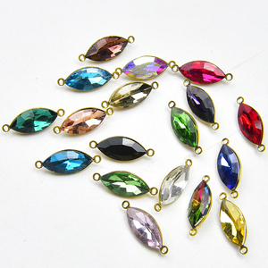 衣服のドレスの装飾のための2つのリングラインストーンの宝石が付いている美しいナベット7 * 15Mmクリスタルダイヤモンドゴールドカラーポインテッドボトム - Product Image 2