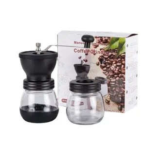 Mini conjunto de molinillo de café de grado alimenticio, conjunto de molinillo de granos de café Manual de acero inoxidable con núcleo de cerámica PP, venta al por mayor