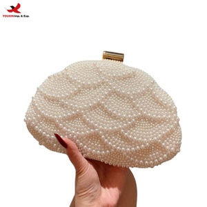Elegant Pearl Embellished Cloud Evening Handbag <b>Clutch</b> with Chain Strap Polyester Lining Party Bag RTS Bulk Mixed Order - Product Image 1