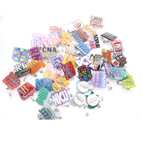 Porte-badge rétractable personnalisé avec lettres brillantes en acrylique, série médicale RN, porte-carte d'identité, accessoires infirmiers
