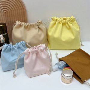 New Arrival Fashion Design High Quality Recyclable Custom Logo Color Cotton Canvas Screen Printed Craft Drawstring Cosmetic Bag - Product Image 1
