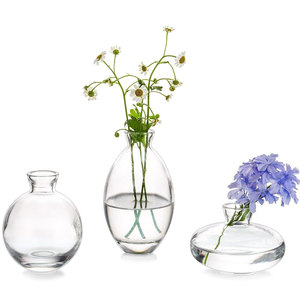 Lot de 3 mini-vases modernes en <span class=keywords><strong>verre</strong></span> pour décoration intérieure, jolis vases à bourgeons en <span class=keywords><strong>verre</strong></span> transparent, ensemble de centres de table de mariage, vases individuels pour fleurs - Product Image 1