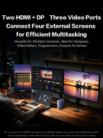 Station d'accueil USB-C UGREEN 14-en-1, affichage quadruple 4K120Hz DP, concentrateur multiport, USB3.2 Gen2 10 Gbps, charge PD 140W, RJ45