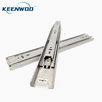 Glissière de tiroir moderne en acier inoxydable de 45 mm à 3 volets avec trous de fixation pour meubles, armoires de cuisine, salle à manger et usage médical/domestique