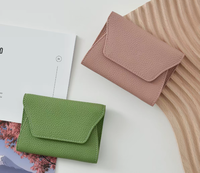Dompet Kartu Kulit Sapi Asli Grosir, Penutup Jepret, Dompet Mini Multiwarna, Logo Kustom OEM