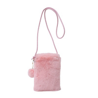 Sac de téléphone d'hiver en peluche douce, sac à bandoulière uni avec cordon, mini portefeuille mignon de style coréen pour le quotidien