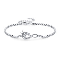 Bijoux pour femmes Vente en gros Boîte ajustable Chaîne Bracelet Dragon Infinity Symbol en argent sterling 925