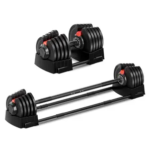 2023 Nieuwe Hot Sale Snel Aanpassen 40Kg 90lb Blok Type 2 In 1 Verstelbare Halters Geselecteerd Barbell