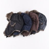 Gorro de aviador Ushanka de piel sintética gruesa para hombre, impermeable, cálido, con orejeras, estilo Lei Feng, para invierno, venta al por mayor, barato