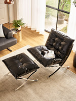 Fauteuil d'appoint capitonné en cuir véritable pleine fleur huilé vintage pour villas de luxe, hôtels et petits espaces commerciaux