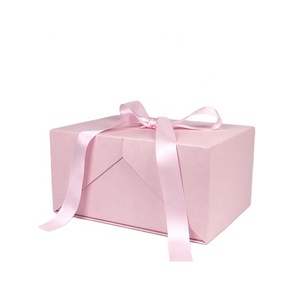 Low MOQ Pink Big Cardboard Special Paper Double Open Gift Box with Ribbon
