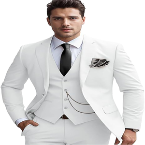 ชุดทักซิโด้ผู้ชายแบบกระดุมสองแถว ผ้า TR หรูหรา ชุด 3 ชิ้น สำหรับงานแต่งงานและงานทางการ - Product Image 2