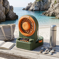 Ventilateur de camping extérieur USB, haut-parleur sans fil 10 000 mAh, FM LED, générateur d'énergie à manivelle