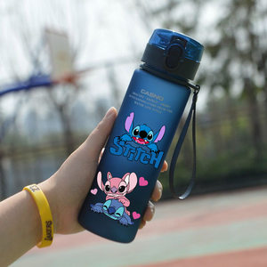 Vaso de Plástico de 560 ml de Lilo & Stitch, Taza para Beber con Estampado de Anime de Stitch y Angel, Botella Esmerilada Negra, Azul, Verde, Roja, Regalos - Product Image 5
