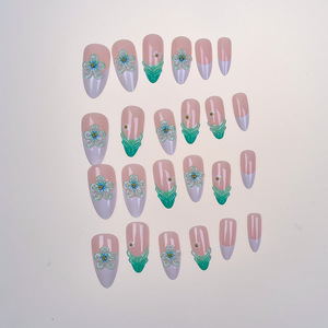 เล็บปลอม 3 มิติ สีเขียว แบบกดติด 24 ชิ้น - ทรงอัลมอนด์รูปหยดน้ำ <span class=keywords><strong>ลาย</strong></span>เกล็ด<span class=keywords><strong>ปลา</strong></span> สำหรับผู้หญิง งานปาร์ตี้ ขายส่ง รับผลิตตามแบบ OEM - Product Image 5