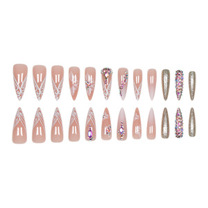 <span class=keywords><strong>Ongles</strong></span> Stiletto Longs - <span class=keywords><strong>Faux</strong></span> <span class=keywords><strong>Ongles</strong></span> Faits Main en ABS, Motif Léopard, Couverture Complète, Forme Pointue, Blanc Ombré Pailleté, <span class=keywords><strong>Ongles</strong></span> à Coller Luxueux - Product Image 3