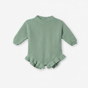 ODM y OEM, Ropa de Punto para Niños de Vietnam, Color Sólido, Invierno, Tejido de Punto, 100% Algodón, Mono con Volantes para Bebés Niñas - Product Image 5
