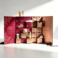 Calendrier de l'Avent de Noël personnalisé à double porte en matériaux recyclés pour les soins de la peau, boîte cadeau rigide avec fermeture magnétique