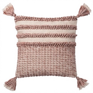 Bohemian Geometric Vintage Florals Woven <b>Throw</b> <b>Pillow</b> Square Cotton Linen Tassel Decorative Cushion Cover Non-Toxic Removable - Product Image 1