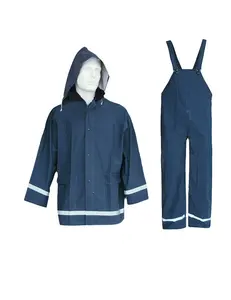 聚氯乙烯/聚酯雨衣围兜裤带反光条耐用实用方便户外雨衣制造商