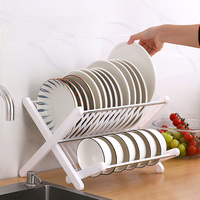 Égouttoir à vaisselle pliable en forme de X de cuisine simple Installation gratuite Égouttoir à vaisselle égouttoir à deux couches