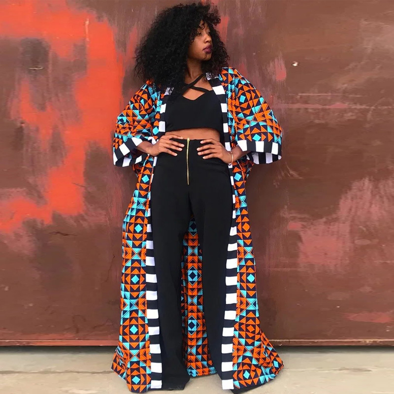 Oversized Africa Clothing Print Long Jacket Coat Women African Dresses For Women Long Sleeve Robe Dashiki Print Outwear